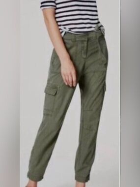 Ann Taylor LOFT Women Olive Green Cargo Jogger Pants With Zipper Ankles Size 12